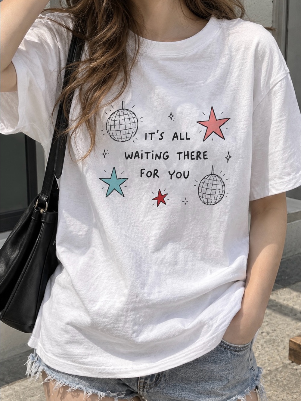 Its All Waiting There For You Disco Ball Aesthetic Statement Womens Graphic Tee